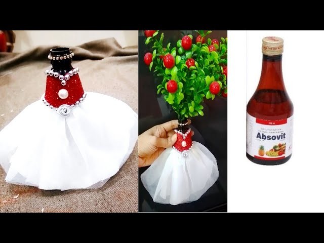 Bridal bottle decorating  idea#for a syrup bottle.diy best out of waste bottle craft