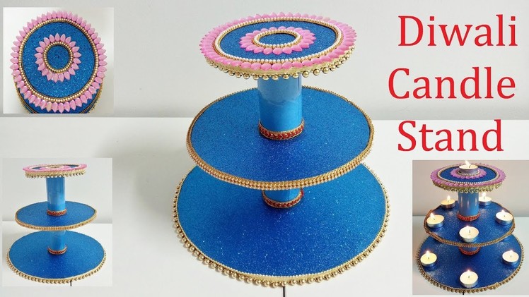 DIY Candle Stand Using Waste Materials.Diya Stand For Diwali And Navaratri.Diwali Decoration Ideas