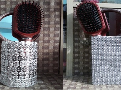 DIY  hairbrush holder.Easy DIY makeup brush holder.Dollar tree crafts ideas.