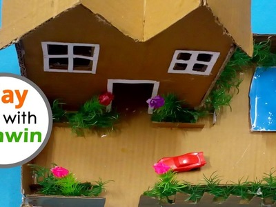 Dream House With Garden, Swimming Pool - Cardboard DIY | Project for School | Crafts for Kids