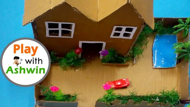 Dream House With Garden, Swimming Pool - Cardboard DIY | Project for School | Crafts for Kids