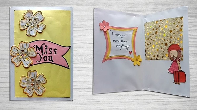 Handmade MISS YOU CARD idea for best friend