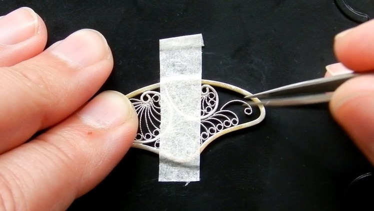 Handmade Russian filigree pendant in process
