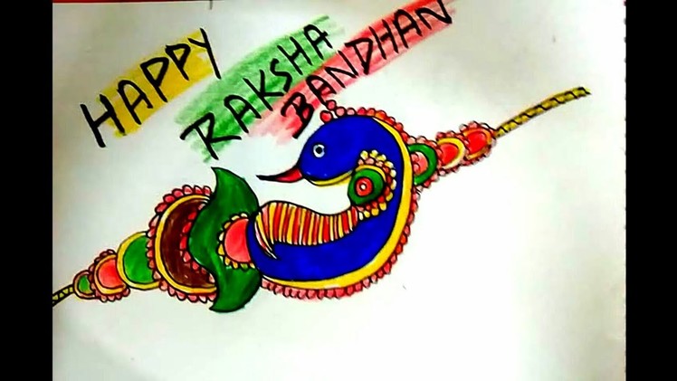 How to draw a HANDMADE COLOURFUL PEACOCK Rakhi  for kids || RAKSHA BANDHAN SPECIAL.