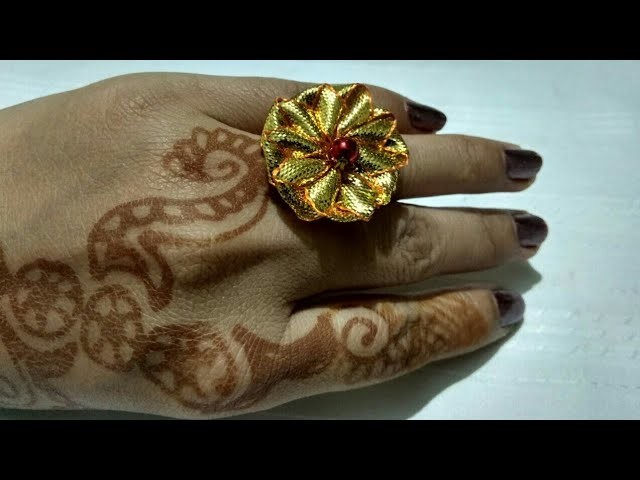 How to make gota flower ring.gota flower ring.gota jewelry making ring