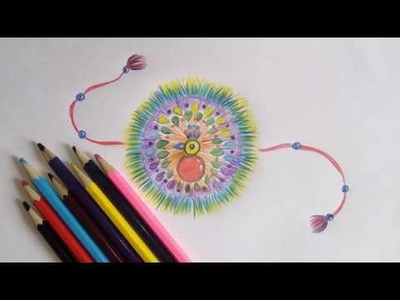 How to Make Handmade Rakhi Drawing for Kids || Peacock Rakhi Design