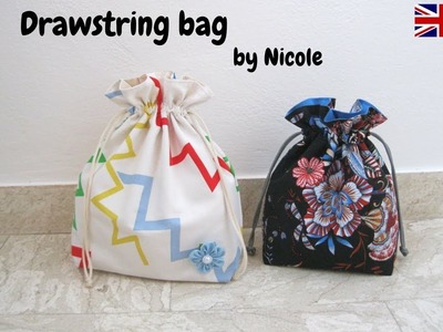 How to sew an easy drawstring bag. Sewing tutorial for beginners