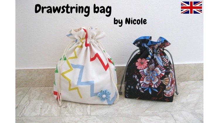How to sew an easy drawstring bag. Sewing tutorial for beginners