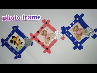 Photo frame.handmade photo frame. Popsicle sticks frame. ice cream stick photo frame (mrin art)