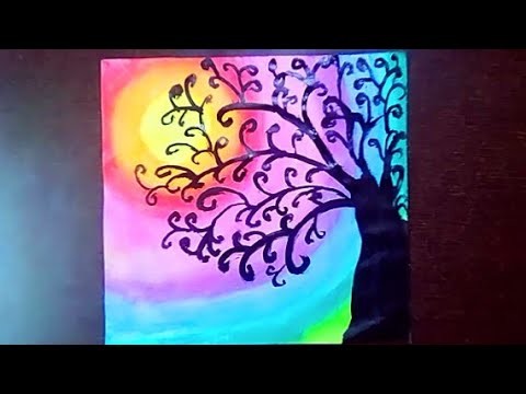 Rainbow Tree Pastels tutorial, Beautiful summer art for kids, Rainbow ...