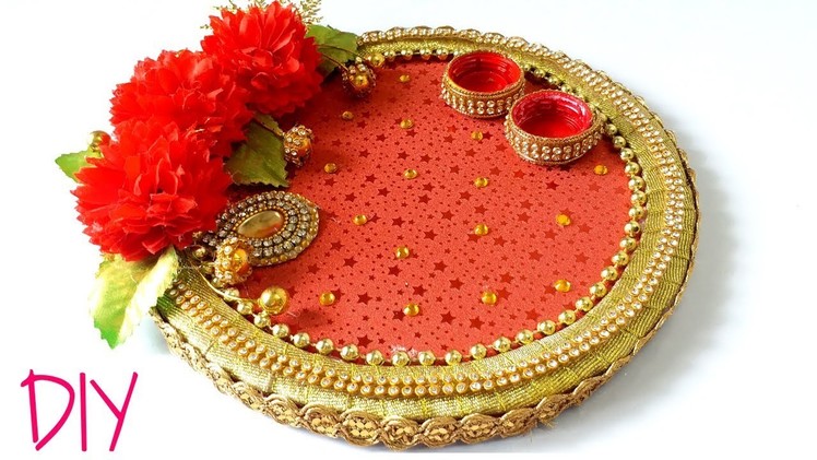 Raksha bandhan Pooja Thali Decoration 2018 | Diwali Pooja Thali decoration Ideas | Handmade Thali  !