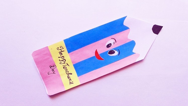 Teacher's Day Card | How to make Pencil Shape Teacher's Day Card | Handmade Greeting cards for kids