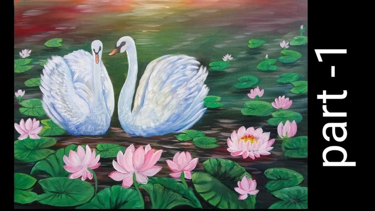A Beautiful Swan Pair Painting Part - 1 | Acrylic Painting Tutorial