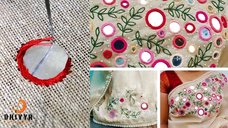 Aari mirror work on sarees  | aari work for beginners | aari embroidery tutorial | #DIY | #116