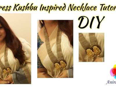 Actress Kushboo Sundar Inspired Necklace Tutorial Using Lace and Pendent