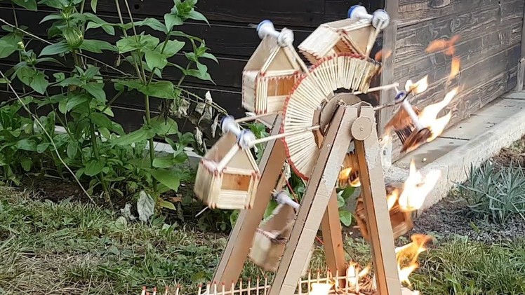 Burning a selfmade ferris wheel | matchstick | * it works* |