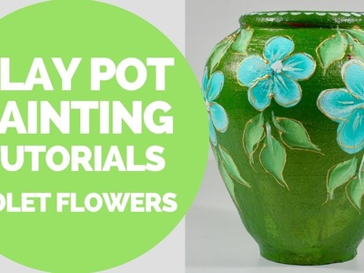 Clay pot painting tutorial | acrylic one stroke painting step by step | violet
