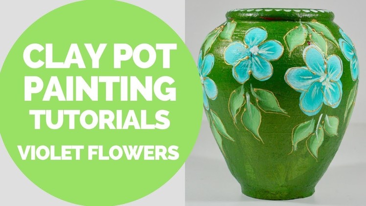 Clay pot painting tutorial | acrylic one stroke painting step by step | violet