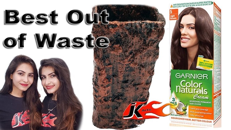 DIY Best Out Of Waste From  Hair Dyes Box | Cement vase  - JK Arts 1443