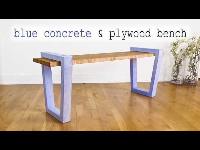DIY Blue Concrete & Plywood Bench (or Coffee Table) || How to Make || GFRC & Woodworking