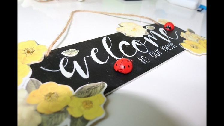 DIY Chalkboard | How to make a Welcome Signboard. Door Hanging for your home for Kids