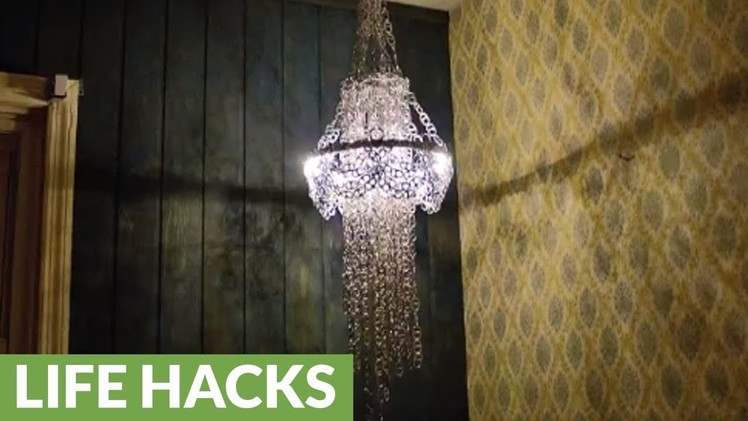 DIY chandelier made from hundreds of can tabs