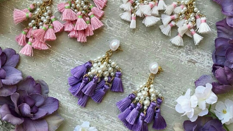 Diy Designer Tassel earrings || statement thread earrings|| pearl earrings