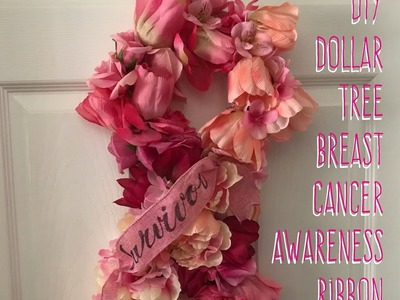 DIY Dollar Tree  Breast Cancer  Awareness Ribbon