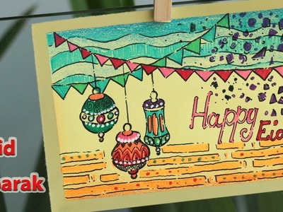 DIY Happy Eid Greeting Card Drawing to Learn How to Draw Bakrid Festival Eid Mubarak Image