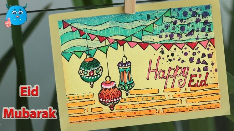 DIY Happy Eid Greeting Card Drawing to Learn How to Draw Bakrid Festival Eid Mubarak Image