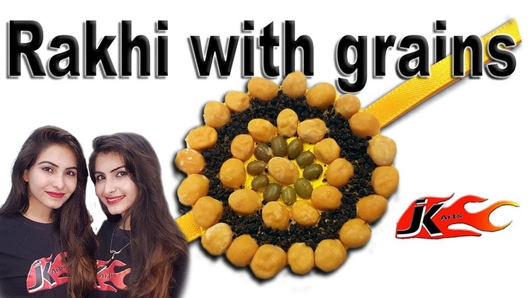 DIY How to make Rakhi at home with grains  | School Project for kids  | JK Arts 1406