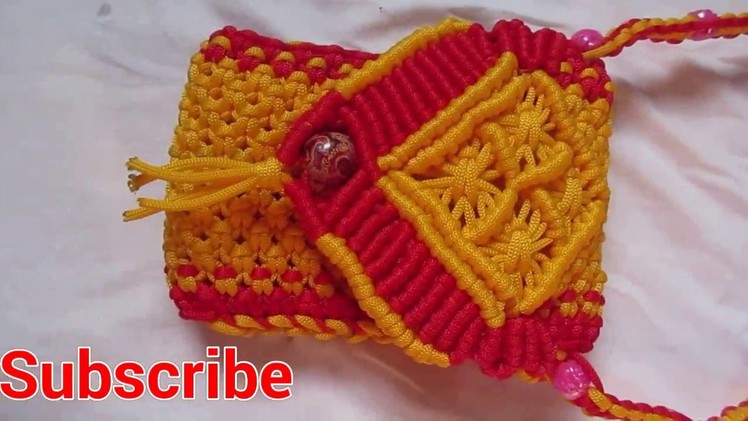 Diy_New design Macrame mobile pouch.full tutorial in hindi.simple and easy.PINKI'S ART HOUSE