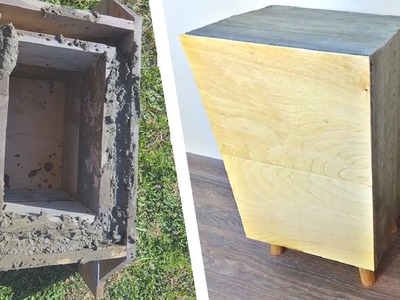 DIY Nightstand from Concrete Scrap Wood Projects