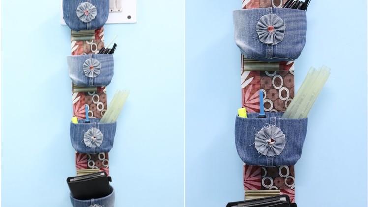 DIY Organizer from Old Jeans & Plastic Bottle | Home Organization Ideas
