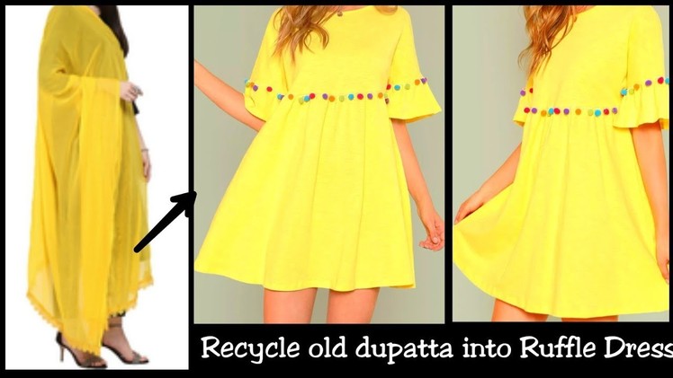 DIY : Recycle old Dupatta.saree Into Ruffle Dress in 5 minutes ~
Reuse old saree.dupatta