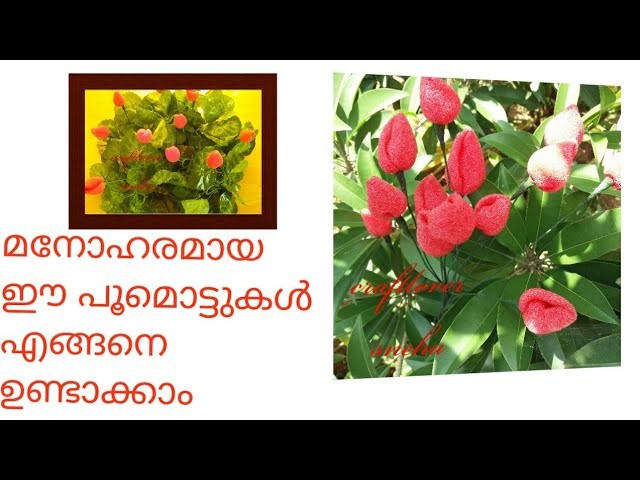 DIY ||Rose buds with sponge sheet||malayalam|| sponge rose