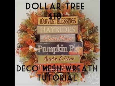 Dollar Tree $10 Fall Harvest Deco Mesh Wreath Tutorial