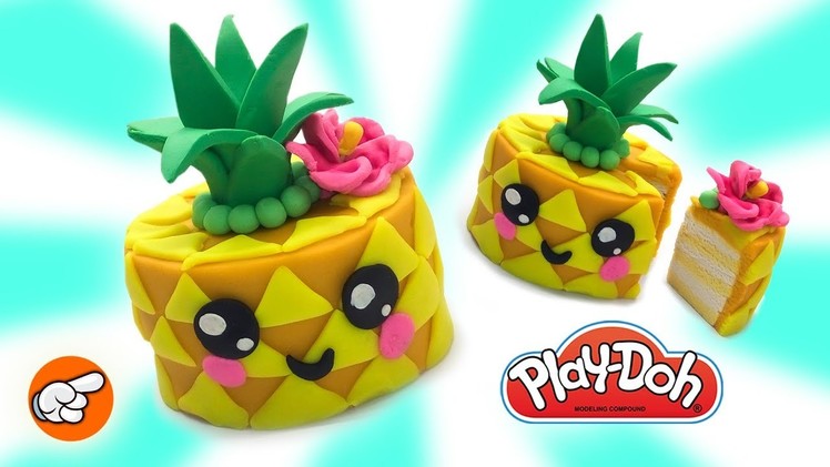 Dolls Food. Play Doh Cakes. Kawaii Pineapple Cake. Learn Colors. DIY for Children. Easy DIY for Kids
