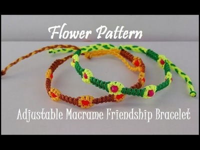 Flower Pattern Macrame Friendship Bracelet Tutorial [Beaded Version]