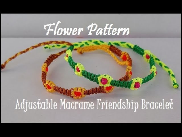 Flower Pattern Macrame Friendship Bracelet Tutorial [Beaded Version]