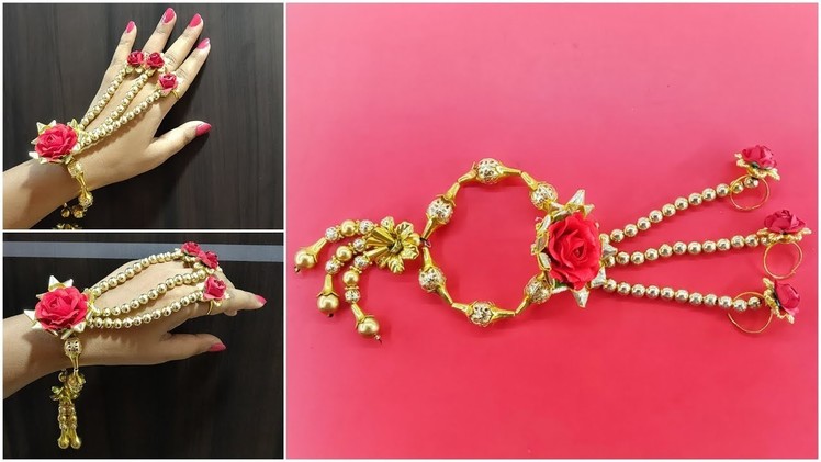 Hathphool || Hand chain with finger rings || Bridal Jewellery || DIY