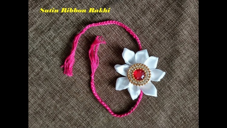 Home made Satin ribbon rakhi. flower rakhee tutorial