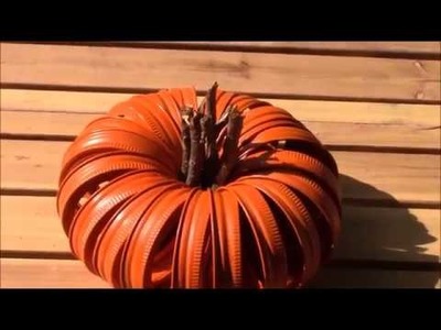 Mason jar ring pumpkin great for Halloween and fall tutorial video!