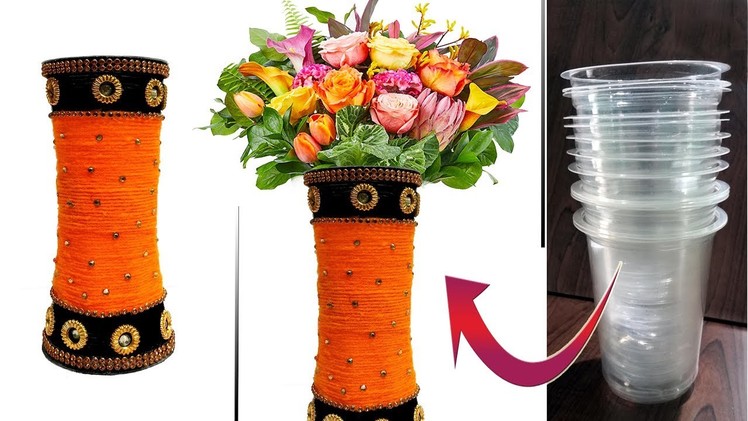 Reuse Waste Disposable Glasses || Amazing DIY  Flower Vase with Disposable glasses