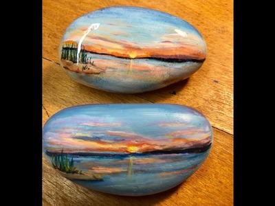 Sunrise.Sunset Rock Painting tutorial-Filmed Live