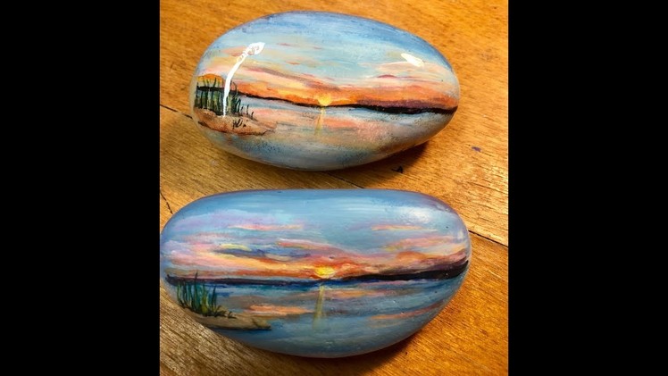 Sunrise.Sunset Rock Painting tutorial-Filmed Live