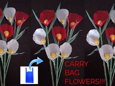 Thick plastic carry bag flowers | shopping bag flowers diy