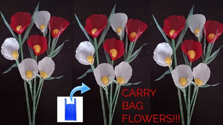 Thick plastic carry bag flowers | shopping bag flowers diy