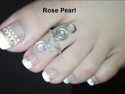 White French Lace Toe Nail Art Tutorial: Wedding Pedicure | Rose Pearl