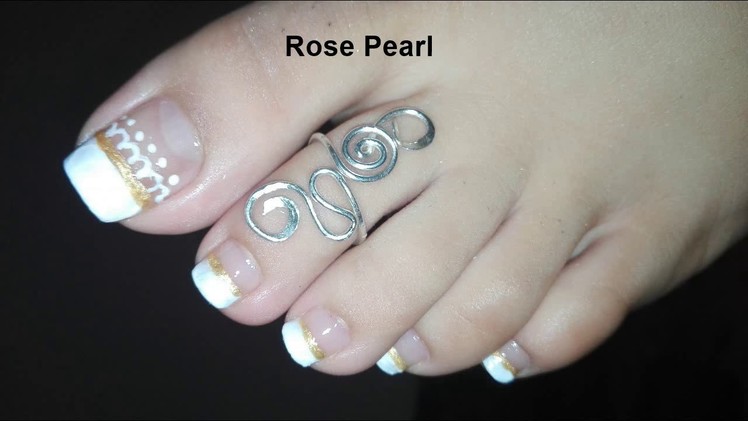 White French Lace Toe Nail Art Tutorial: Wedding Pedicure | Rose Pearl